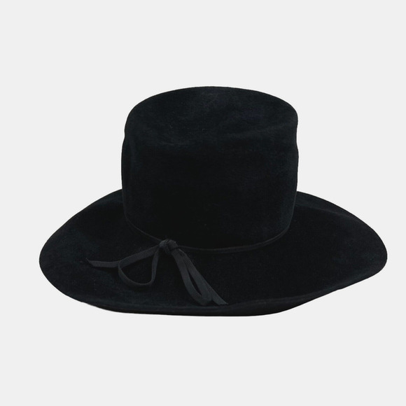 Mr. Philippe of Paris Wool Felt Hat Women Ribbon Trim Detailing Black Size 21 in main image 6